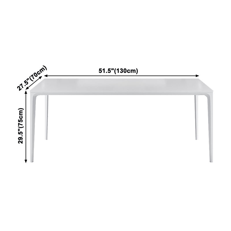 Table rectangulaire contemporaine en métal blanc table à manger en pierre fritrée avec 4 jambes