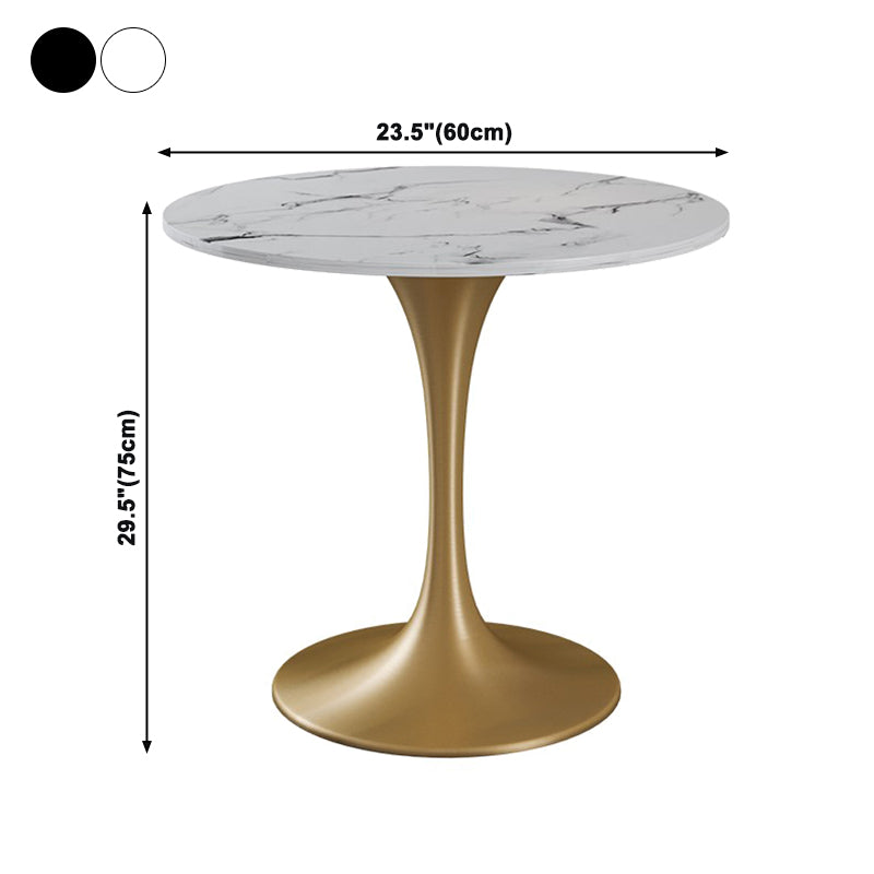 Traditional Luxury Round Dining Table Sintered Stone Table with Gold Tulip Base