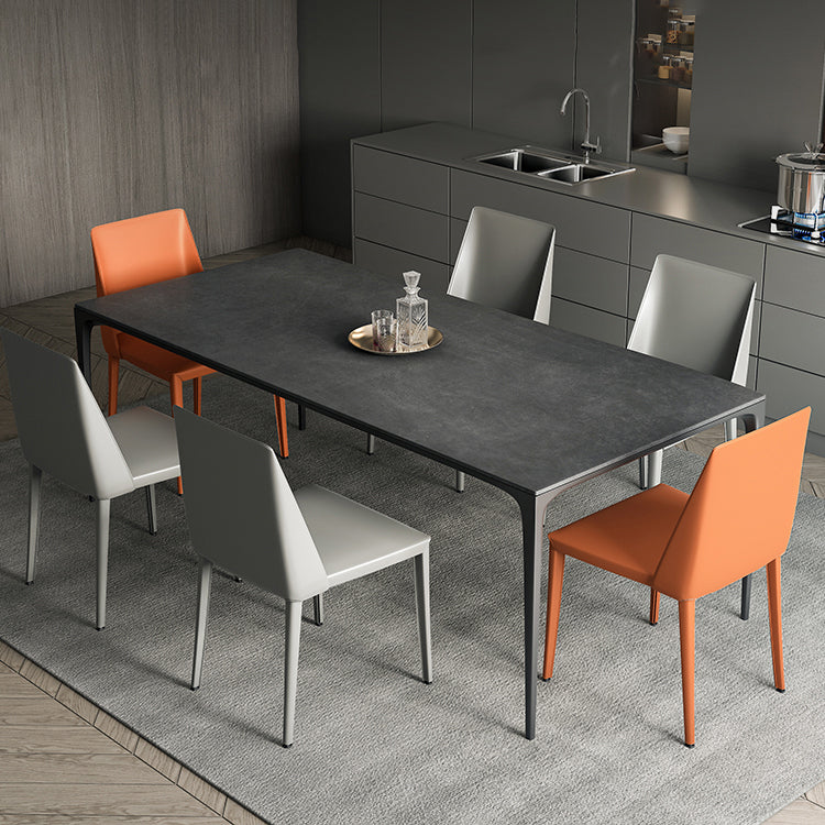 Mesa de comedor de piedra sinterizada estilo moderno Mesa rectangular con base de 4 patas