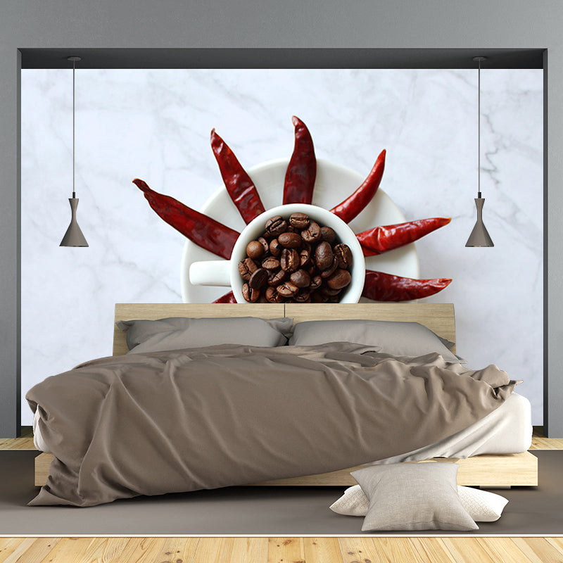 Roasted Coffee Beans Mural for Coffee Shop Mildew Resistant Wall Covering