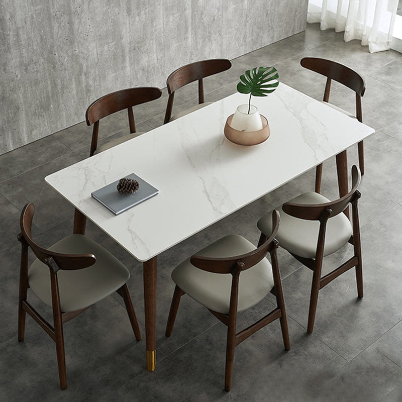 Table à manger de luxe traditionnelle table de pierre fritrée blanche avec 4 jambes