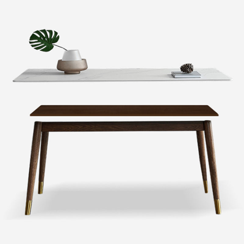 Table à manger de luxe traditionnelle table de pierre fritrée blanche avec 4 jambes