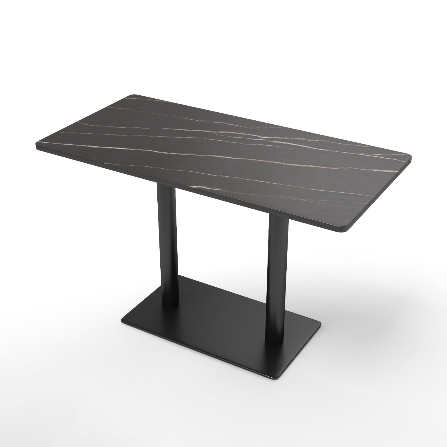 Mesa de comedor moderna de piedra sinterizada, mesa de comedor con marco negro para comedor