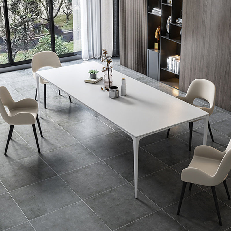 Table à manger de cuisine blanche simple table à manger standard en pierre fritte avec base de 4 jambes