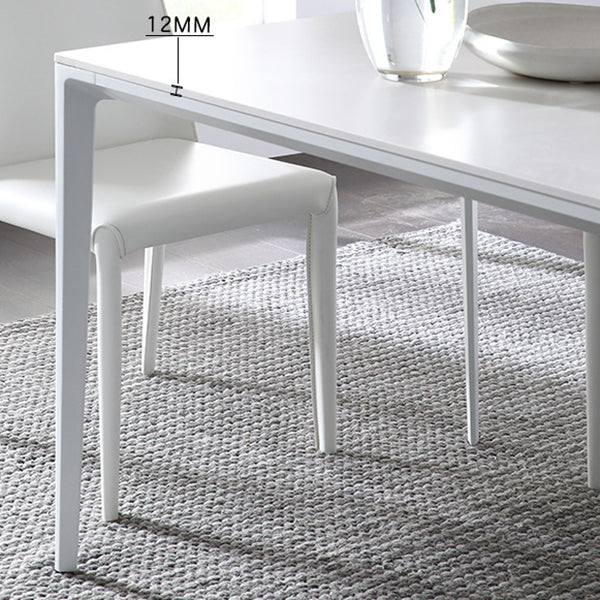 Semplice tavolo da pranzo cucina bianca tavolo da pranzo standard di pietra sinterita con 4 gambe
