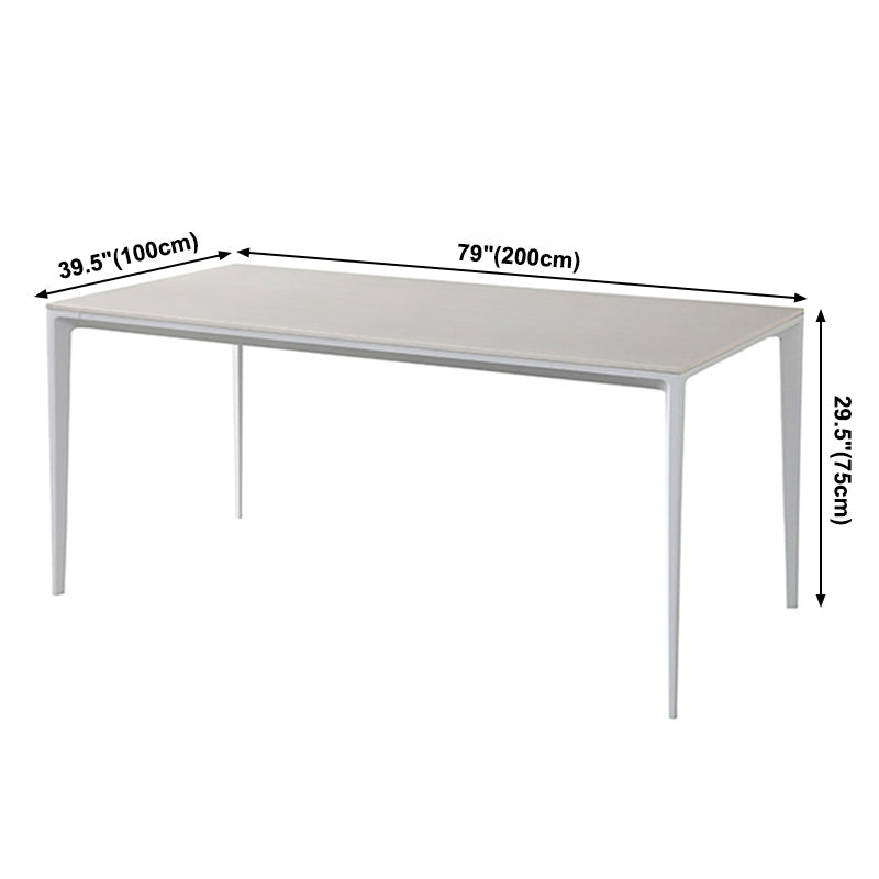 Table à manger de cuisine blanche simple table à manger standard en pierre fritte avec base de 4 jambes