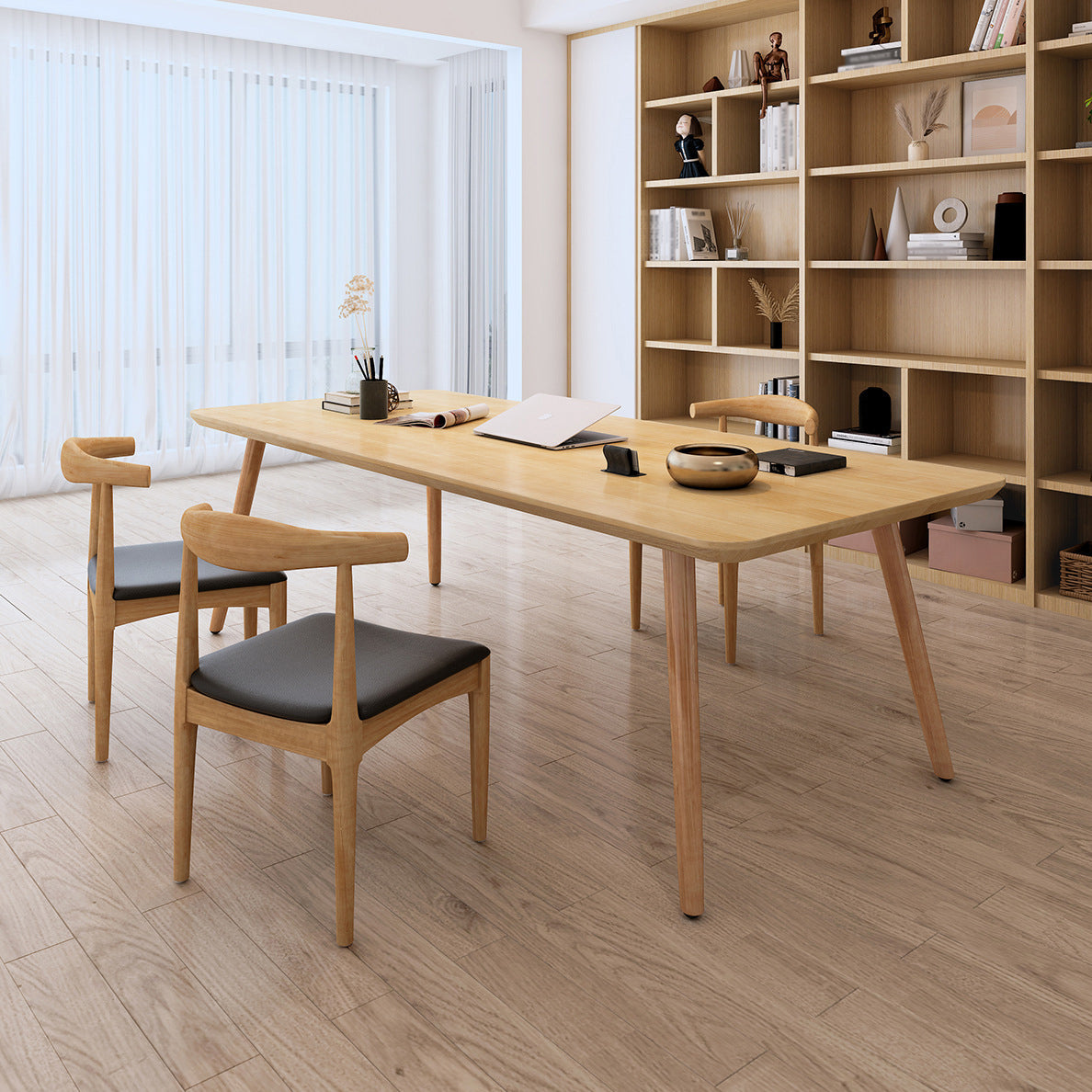 Simplicity Rectangle Dining Room Table Pine Solid Wood Table with 4 Legs