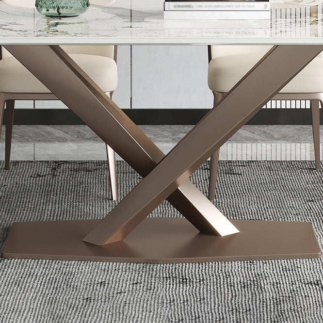 Glam Kitchen Eettafel van gesinterde steen Grijze rechthoekige eettafel met voetstuk