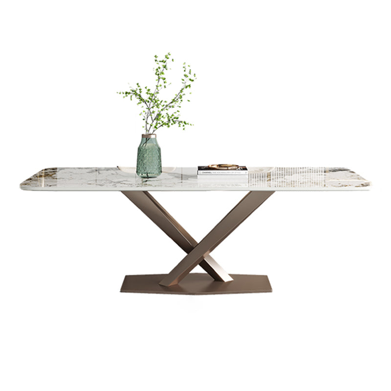 Glam Kitchen Eettafel van gesinterde steen Grijze rechthoekige eettafel met voetstuk