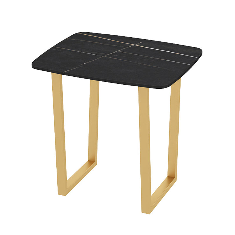 Traditional Luxury Dining Table Sintered Stone Table with Metal Double Pedestal