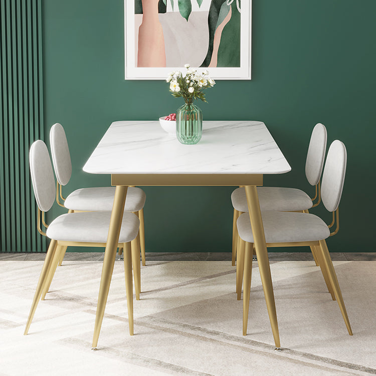 Luxusstil Sintered Stone Esstisch 4 Beine Basis Rechtecktisch für Zuhause