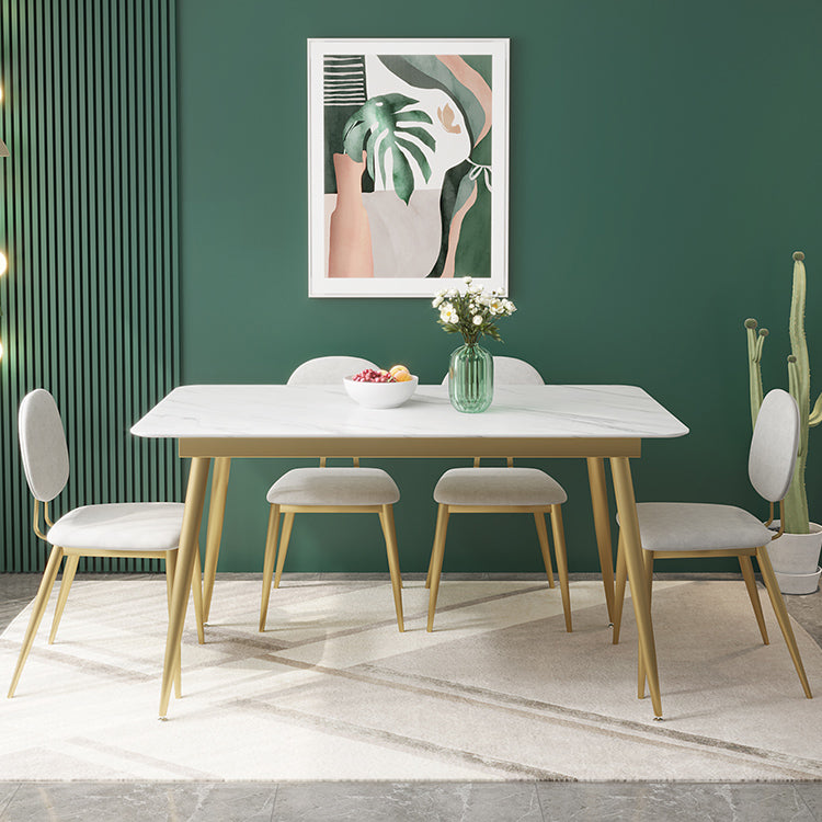 Luxusstil Sintered Stone Esstisch 4 Beine Basis Rechtecktisch für Zuhause