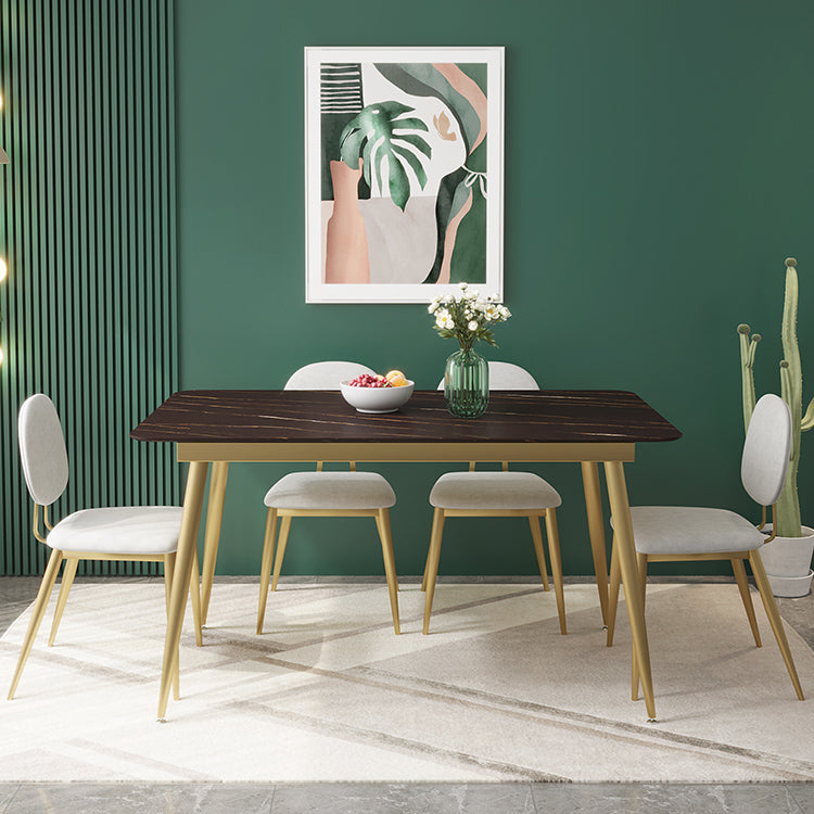 Luxusstil Sintered Stone Esstisch 4 Beine Basis Rechtecktisch für Zuhause