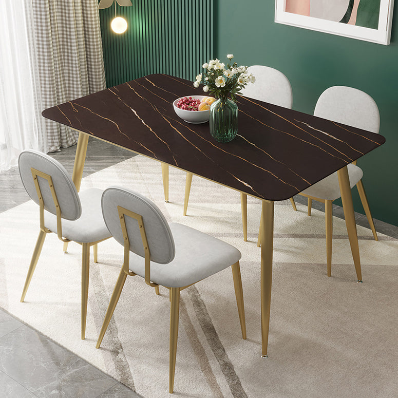Luxusstil Sintered Stone Esstisch 4 Beine Basis Rechtecktisch für Zuhause