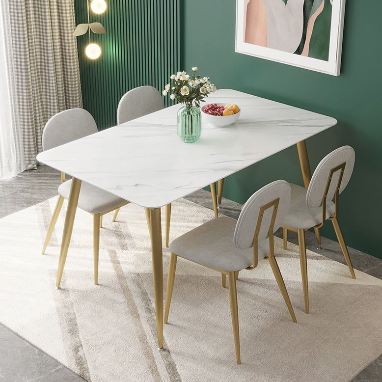 Luxusstil Sintered Stone Esstisch 4 Beine Basis Rechtecktisch für Zuhause