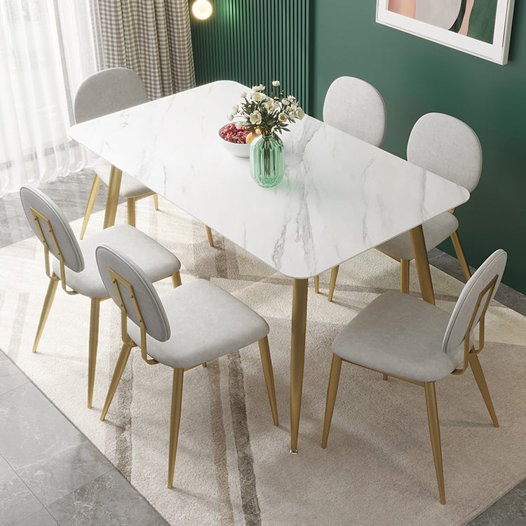 Luxusstil Sintered Stone Esstisch 4 Beine Basis Rechtecktisch für Zuhause