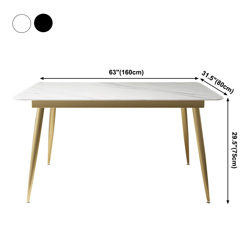 Luxusstil Sintered Stone Esstisch 4 Beine Basis Rechtecktisch für Zuhause