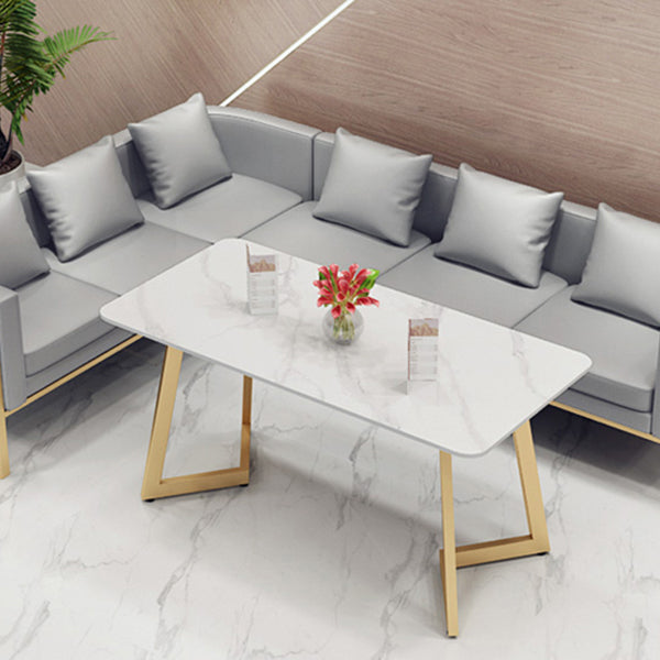Traditional Luxury Style Dining Table White Sintered Stone Table for Dining Room