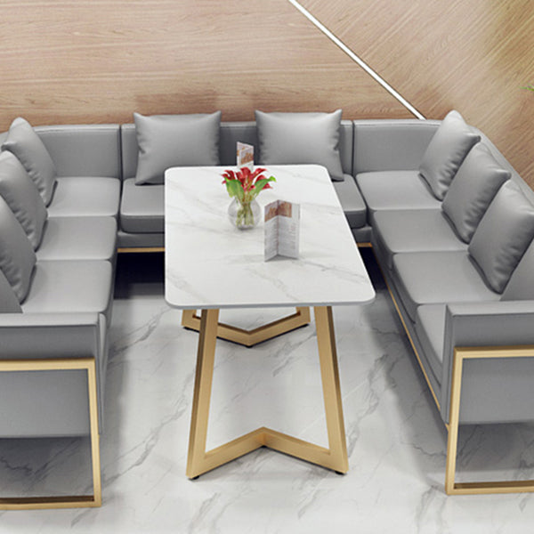 Traditional Luxury Style Dining Table White Sintered Stone Table for Dining Room