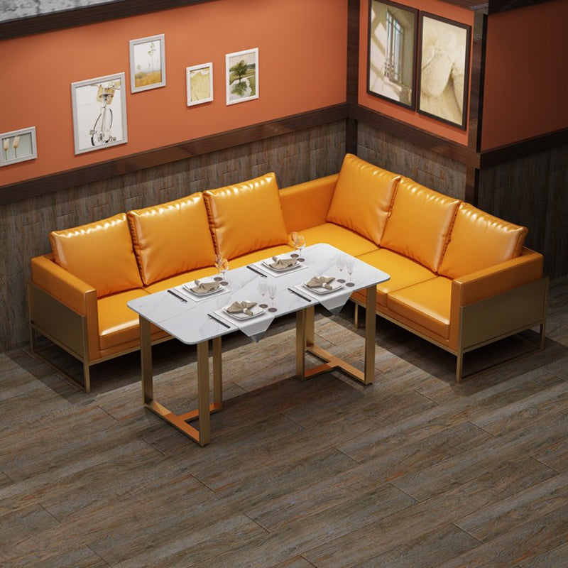 Industrial Rectangle Dining Table Sintered Stone Table with Double Pedestal for Dining Room