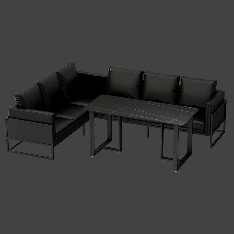 Mesa de comedor rectangular industrial, mesa de piedra sinterizada con pedestal doble para comedor
