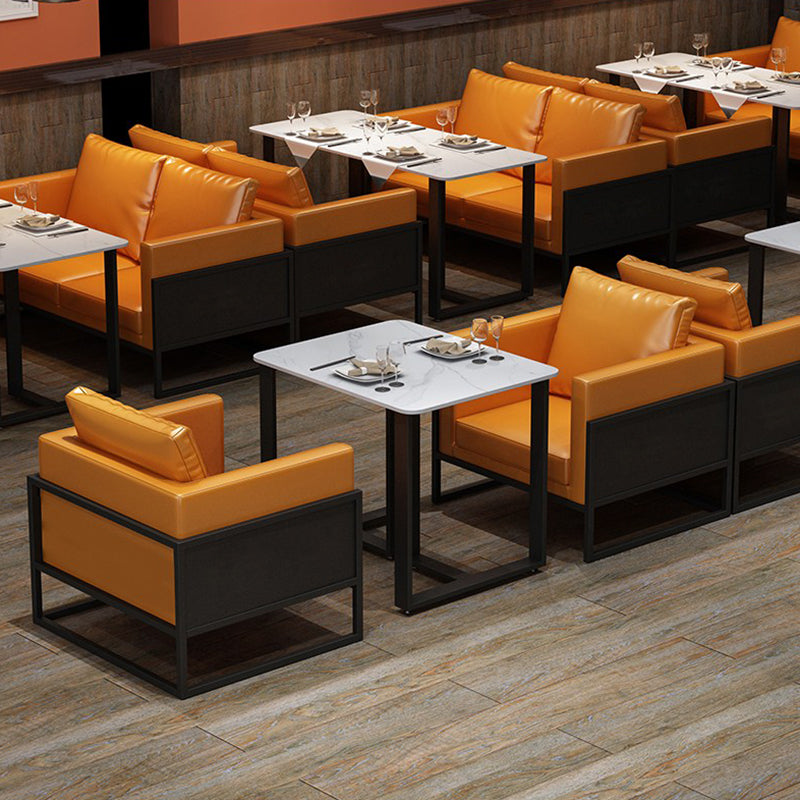Industrial Rectangle Dining Table Sintered Stone Table with Double Pedestal for Dining Room