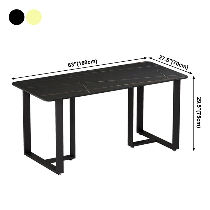 Industrial Rectangle Dining Table Sintered Stone Table with Double Pedestal for Dining Room