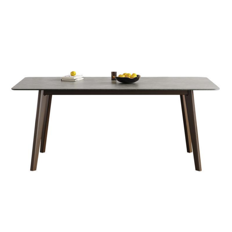 Mesa de comedor rectangular contemporánea de madera maciza mesa de piedra sinterizada con 4 patas