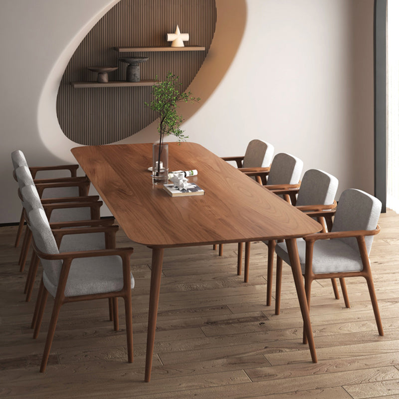 Mesa rectangular de madera maciza de pino, mesa de comedor moderna marrón con 4 patas para restaurante