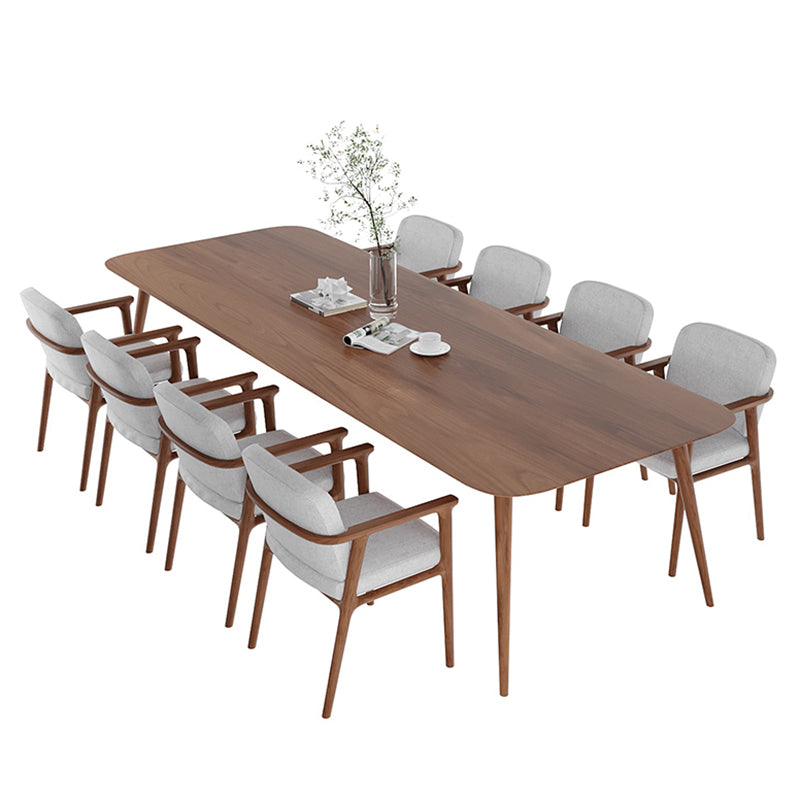 Mesa rectangular de madera maciza de pino, mesa de comedor moderna marrón con 4 patas para restaurante