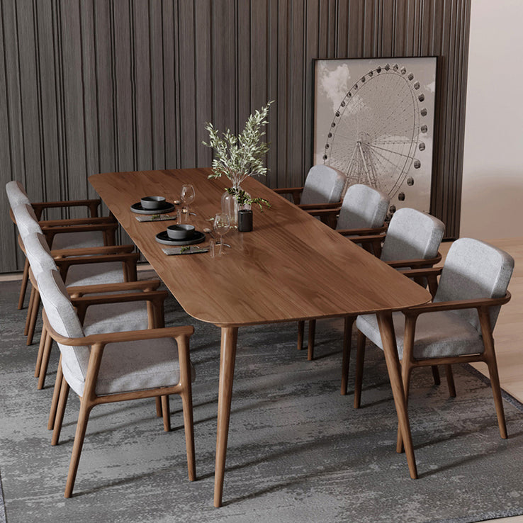 Mesa rectangular de madera maciza de pino, mesa de comedor moderna marrón con 4 patas para restaurante