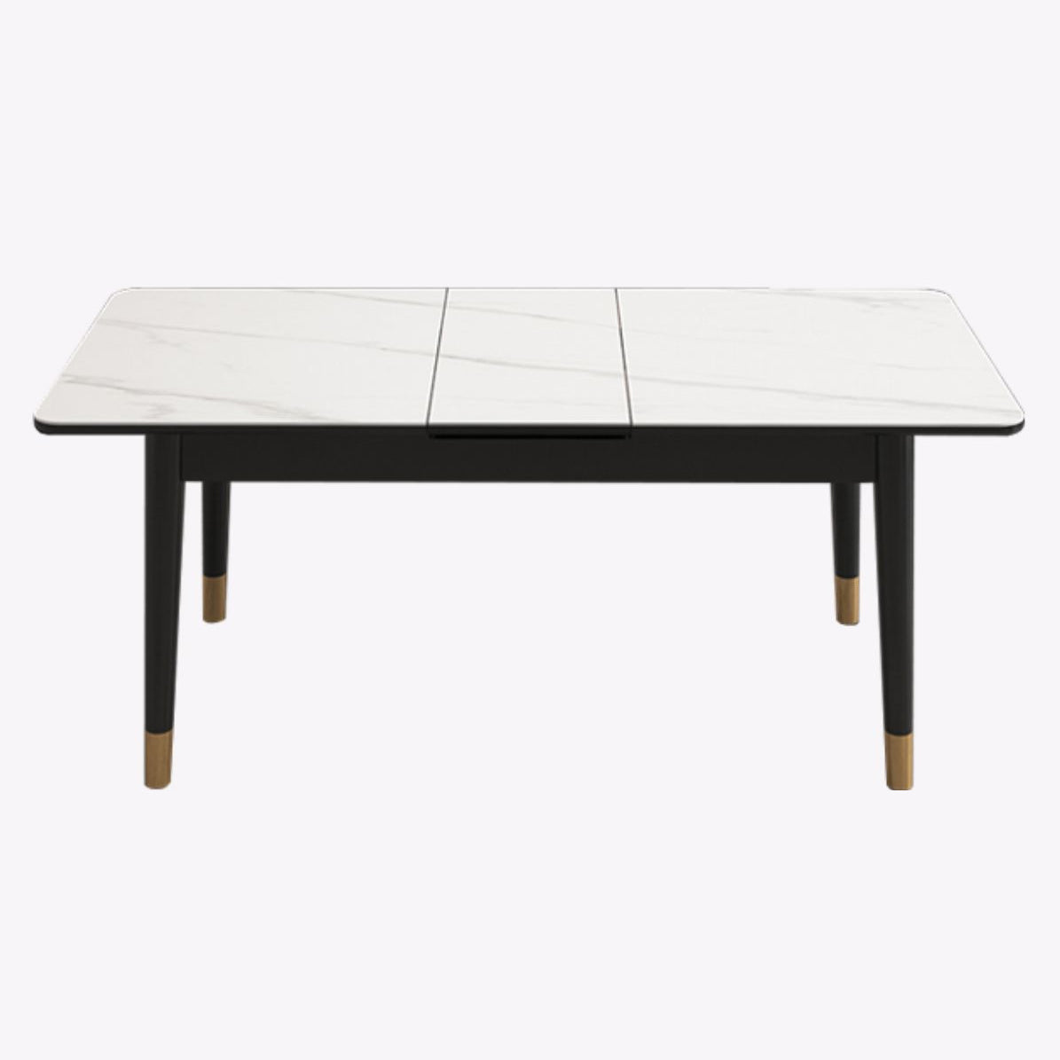 Extendable Sintered Stone Dining Table in White Modern Table with 4 Legs for Restaurant