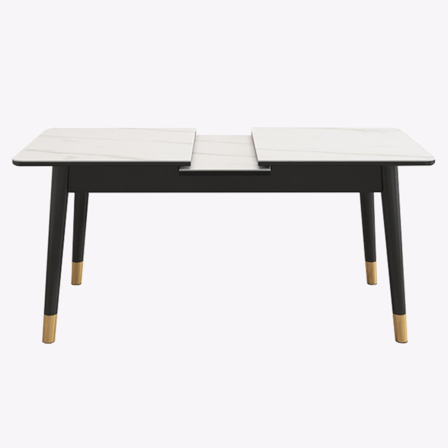 Extendable Sintered Stone Dining Table in White Modern Table with 4 Legs for Restaurant