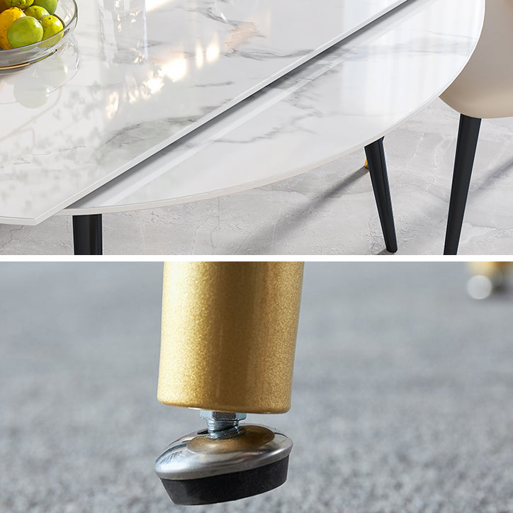 Table ronde supérieure en pierre péout pour le restaurant Table à manger moderne avec 4 jambes