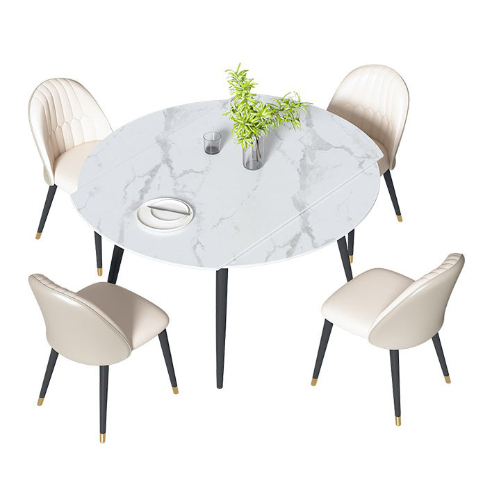 Table ronde supérieure en pierre péout pour le restaurant Table à manger moderne avec 4 jambes