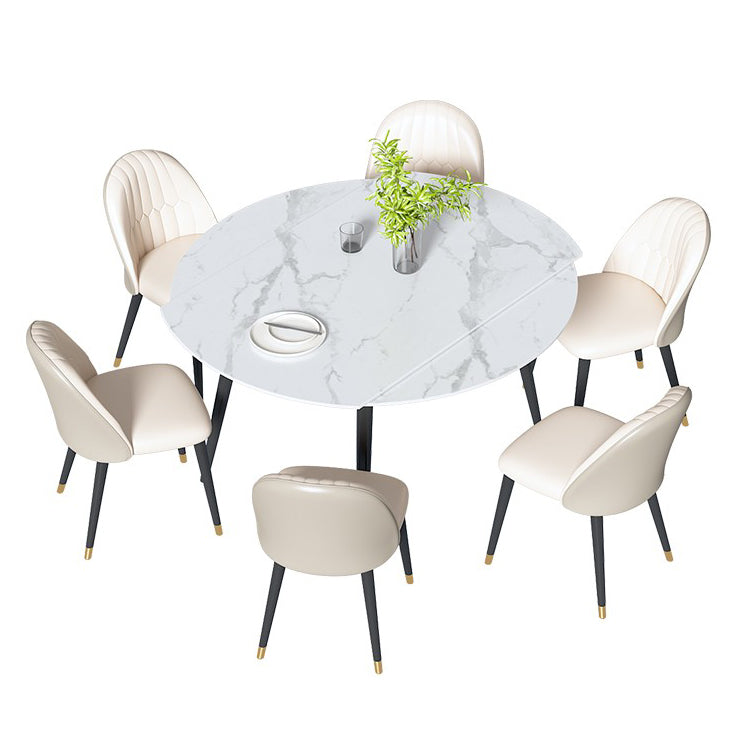 Table ronde supérieure en pierre péout pour le restaurant Table à manger moderne avec 4 jambes
