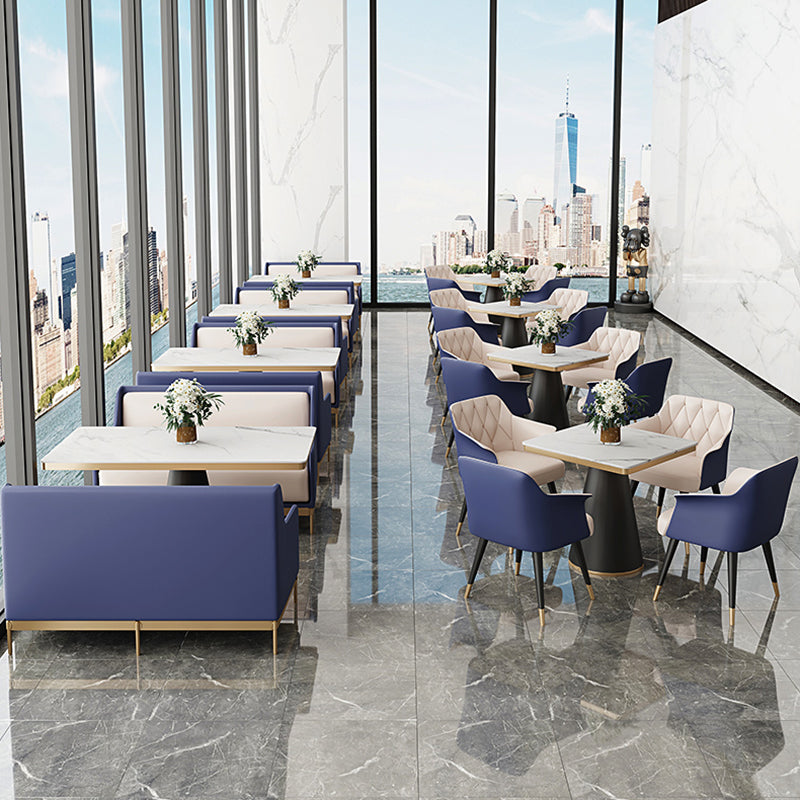 Traditional Luxury Style Dining Table White Sintered Stone Table with Black Frame