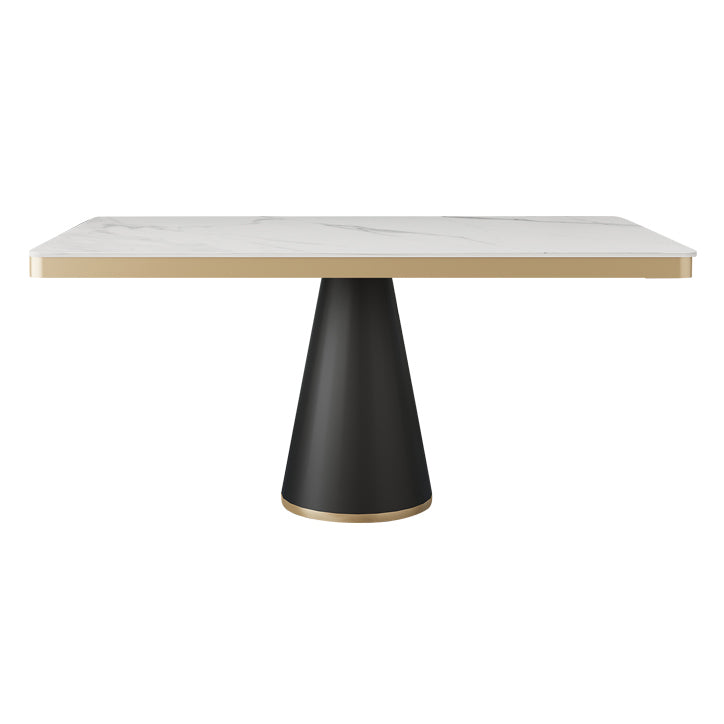 Traditional Luxury Style Dining Table White Sintered Stone Table with Black Frame