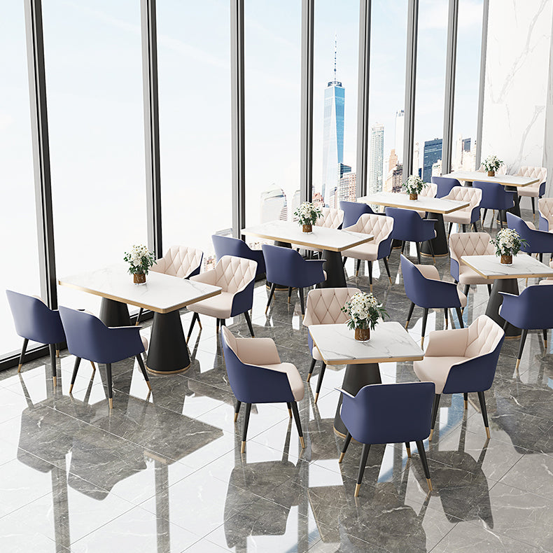 Traditional Luxury Style Dining Table White Sintered Stone Table with Black Frame