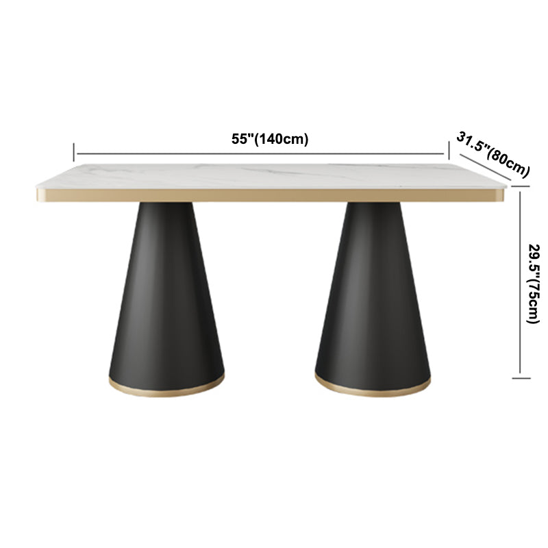 Traditional Luxury Style Dining Table White Sintered Stone Table with Black Frame