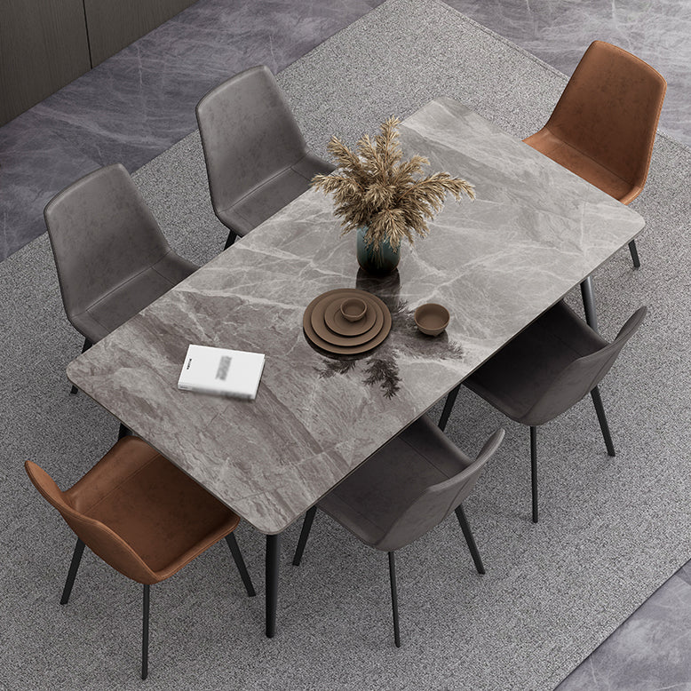 Industrial Style Sintered Stone Dining Table Carbon Steel 4 Legs Base Rectangle Table for Home