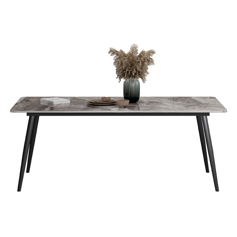 Industrial Style Sintered Stone Dining Table Carbon Steel 4 Legs Base Rectangle Table for Home