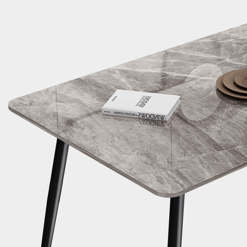 Industrial Style Sintered Stone Dining Table Carbon Steel 4 Legs Base Rectangle Table for Home
