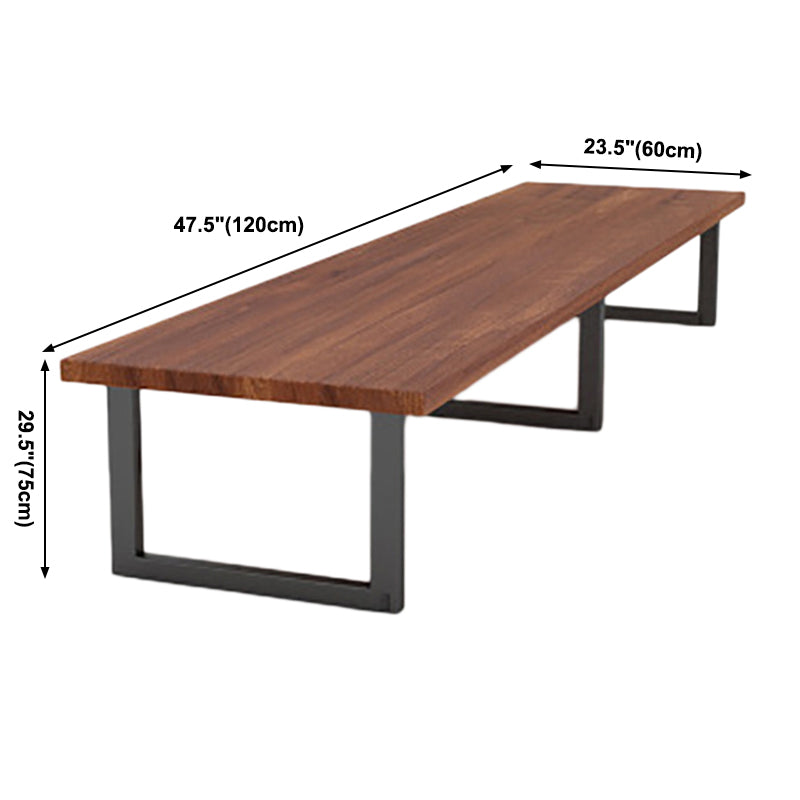 Mesa de comedor de rectángulo industrial de metal mesa de madera maciza para comedor