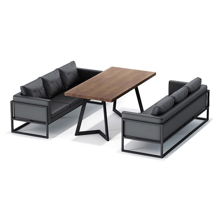 Industrial Solid Wood Dinner Room Kitchen Table Brown Table with Black Frame