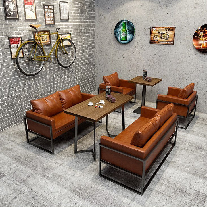 Industrial Solid Wood Dinner Room Kitchen Table Brown Table with Black Frame