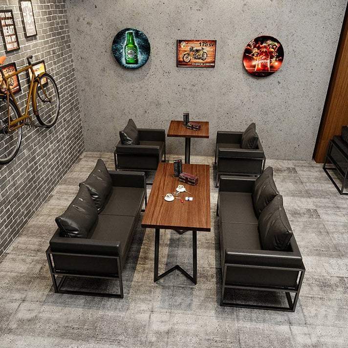 Industrial Solid Wood Dinner Room Kitchen Table Brown Table with Black Frame