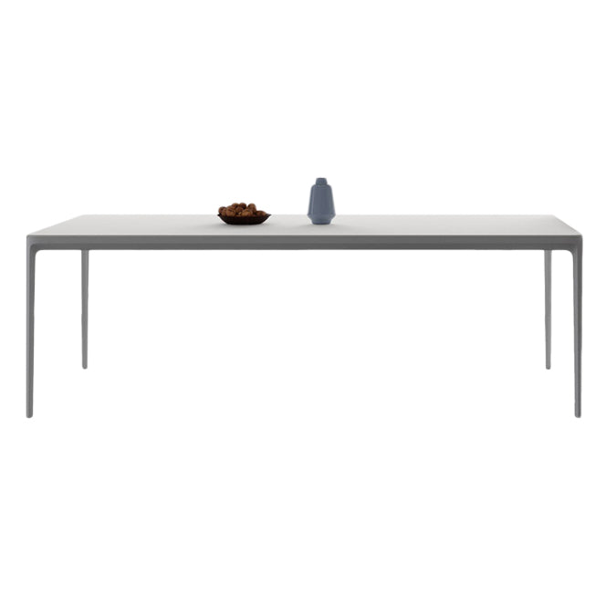 Metal Contemporary Rectangular Dining Table High Gloss White Sintered Stone Table with Metal Legs