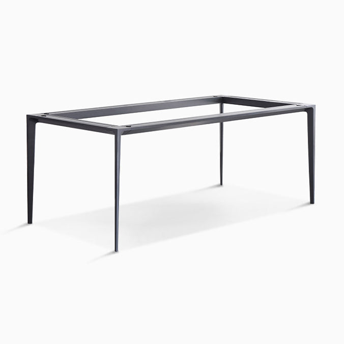 Metal Contemporary Rectangular Dining Table High Gloss White Sintered Stone Table with Metal Legs
