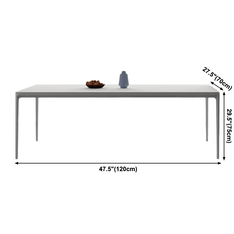 Metal Contemporary Rectangular Dining Table High Gloss White Sintered Stone Table with Metal Legs